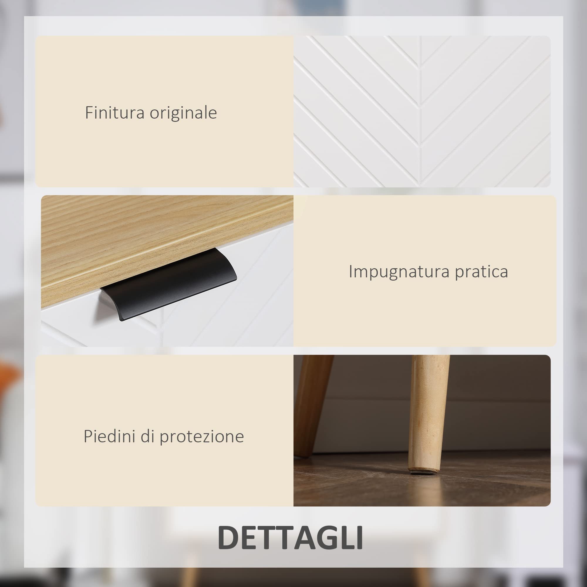 HOMCOM Mobiletto Multiuso Moderno in Truciolato e Legno di Pino con Ripiano Interno Regolabile su 3 Livelli, Mobile per Ingresso Soggiorno Cucina e Bagno, 77x35x77.5 cm