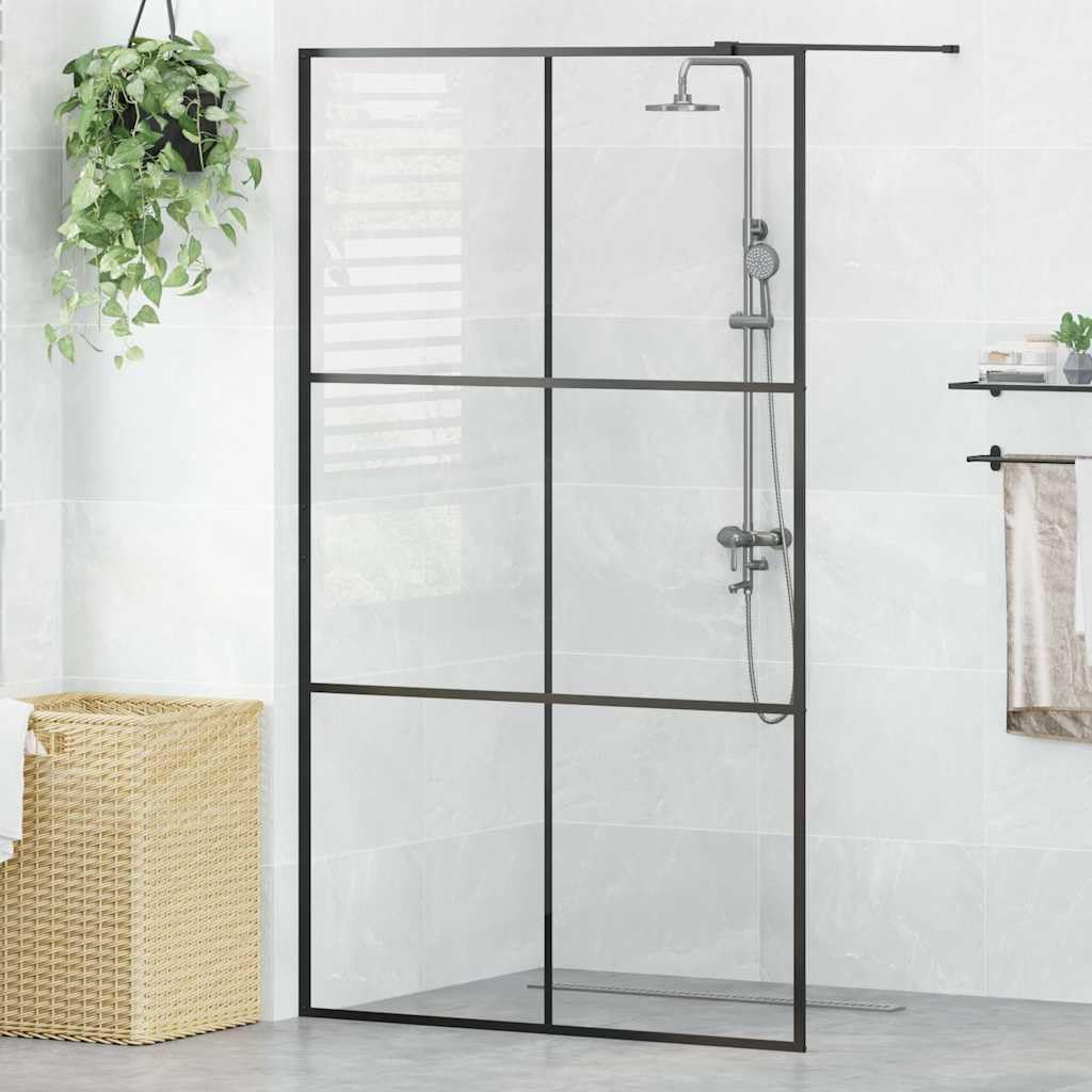 Fengshui Mampara de ducha de cristal templado transparente, 115 x 195 cm | Cristal de seguridad de 5 mm, marco de aluminio, perfil ajustable, fácil de limpiar