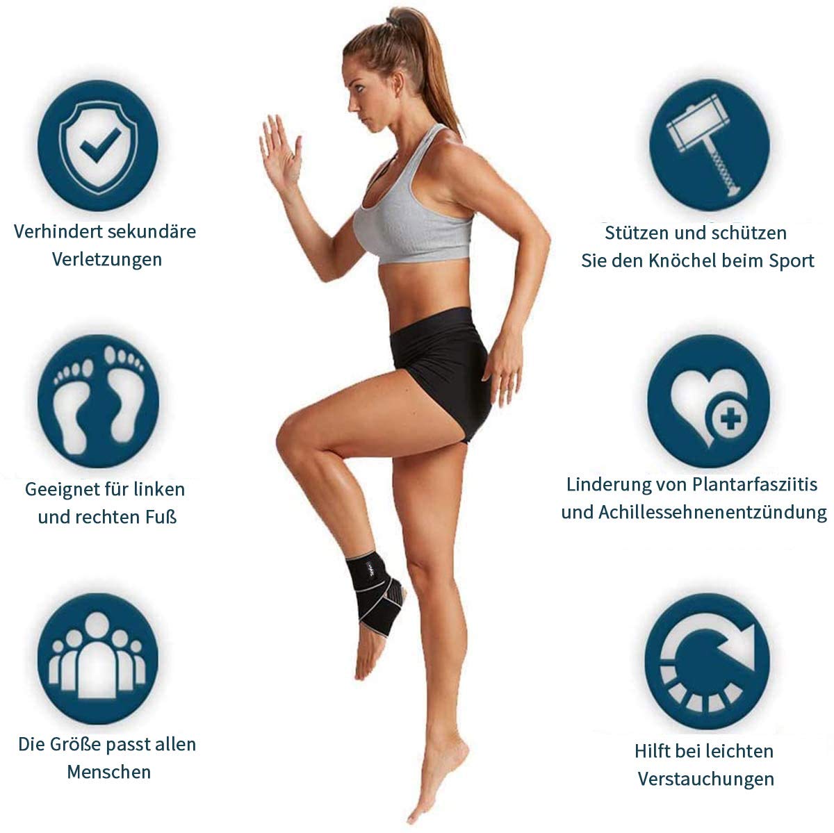 Teylam - Tutore per caviglia regolabile, supporto flessibile, ultra sottile, aumenta la circolazione e allevia il gonfiore, perfetto calcio, pallavolo, uomo donna, Adulti (unisex), Grigio, 2 pezzi.