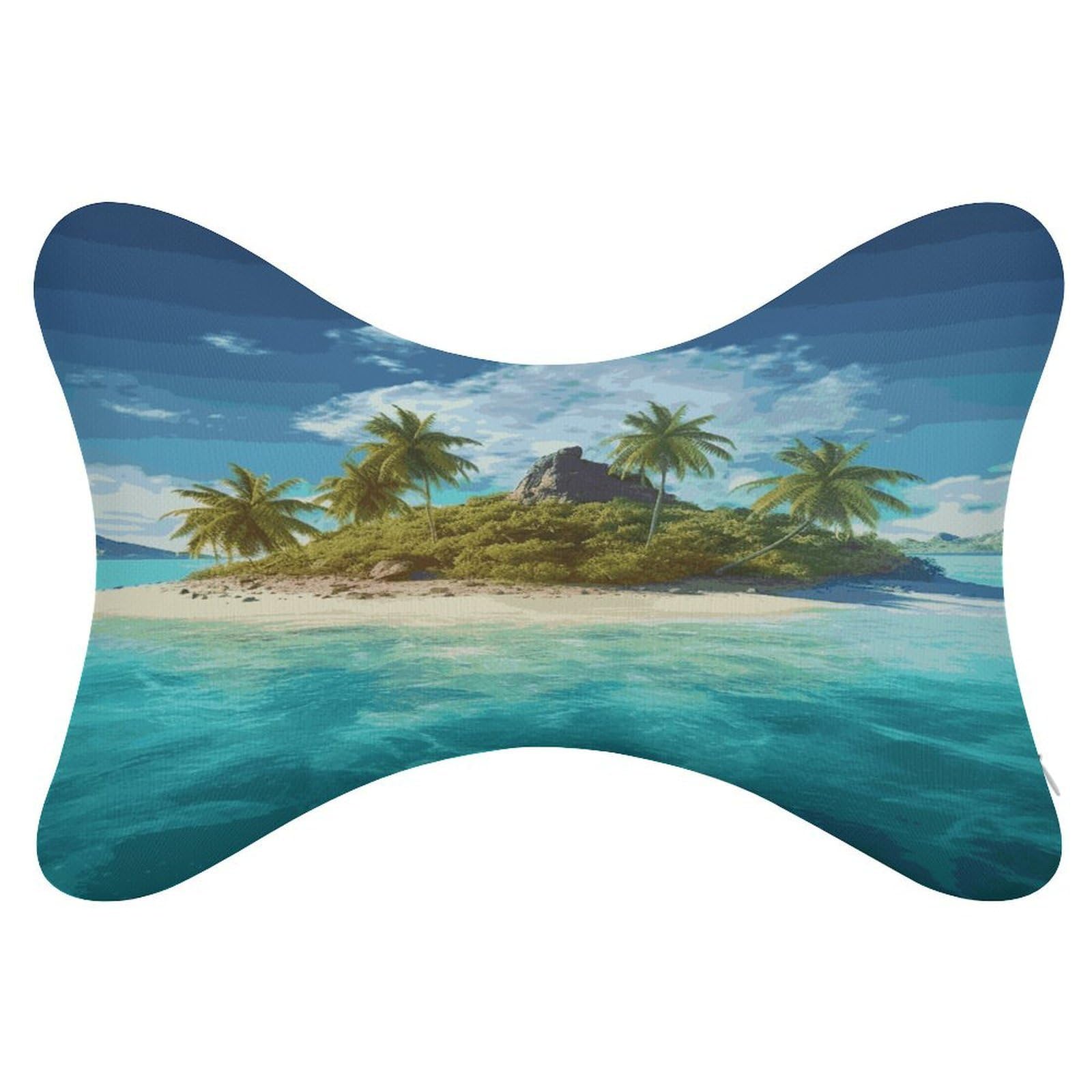 FekiLoot Tropical Island Car Headrest Set of 2,Softness Memory Foam Car Neck Pillow with Breathable Removable Cover Car Neck Support Pillow Ergonomic for Driving, Office