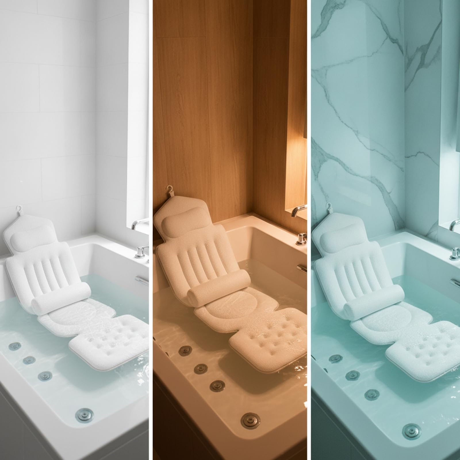 KESOTO Cuscino da Bagno Cuscino Vasca Poggiatesta Cuscino Corpo Intero con Schienale Sagomato Presa con Ventose Superficie Puntinata in Silicone Adatto a Momenti di Benessere E Cura Personale in Bagno