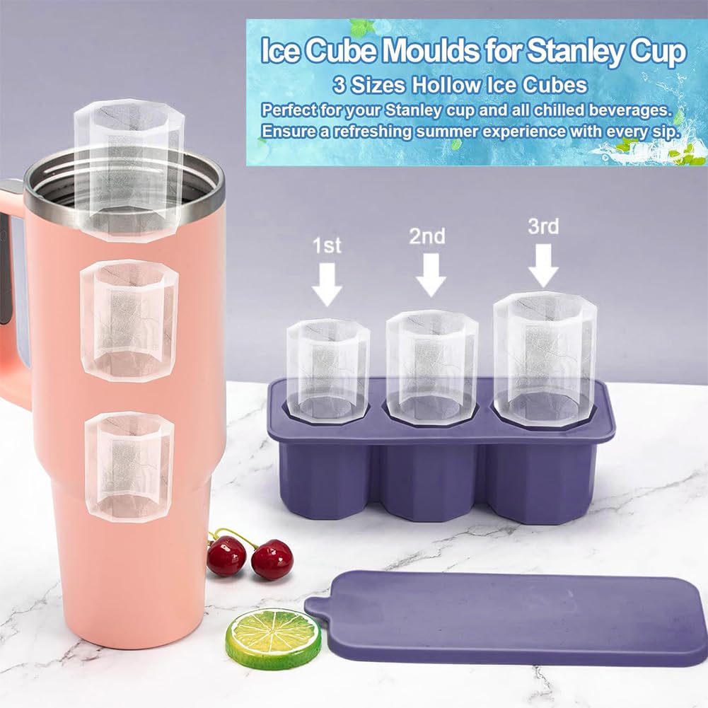 AUAUY Stampo Ghiaccio Silicone con Coperchio, Stampi Cilindrici in