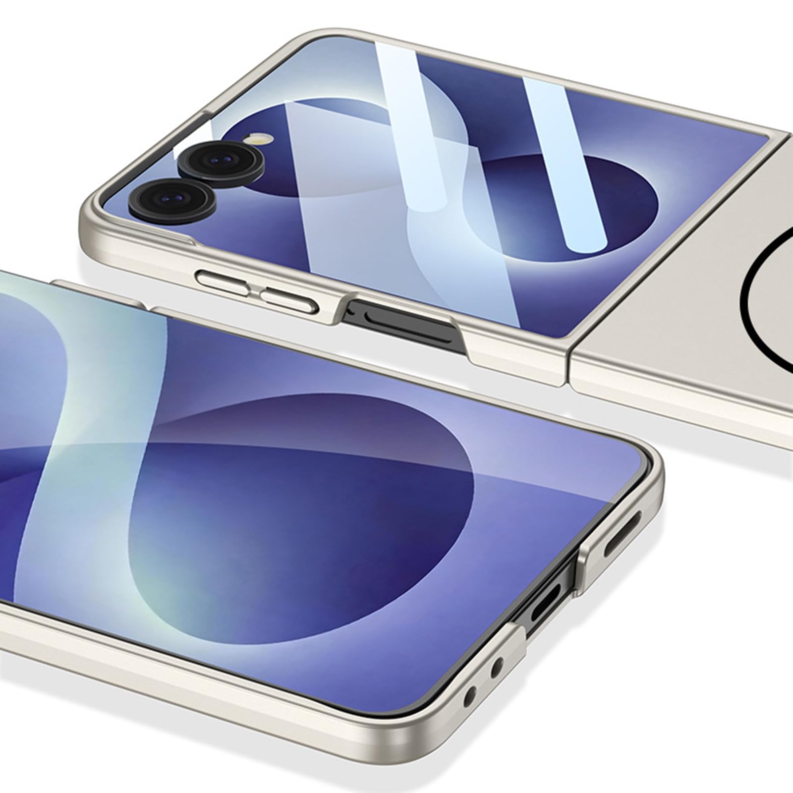 Magnetica Custodia per Samsung Galaxy Z Flip 8, Sottile Duro PC Glassata