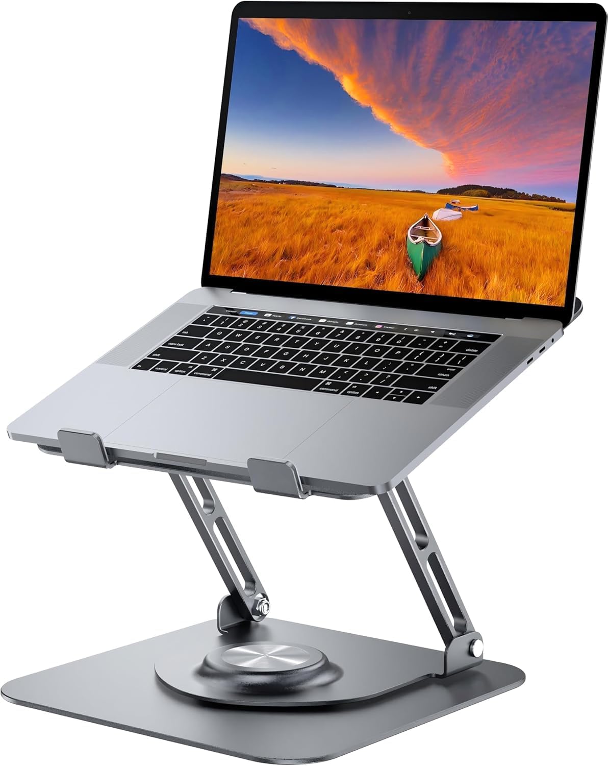 Laptop Stand for Desk, Adjustable Computer Stand with 360° Rotating Base, Ergonomic Laptop Riser for Collaborative Work, Foldable & Portable Laptop Stand, fits for All 10-16″ Laptops