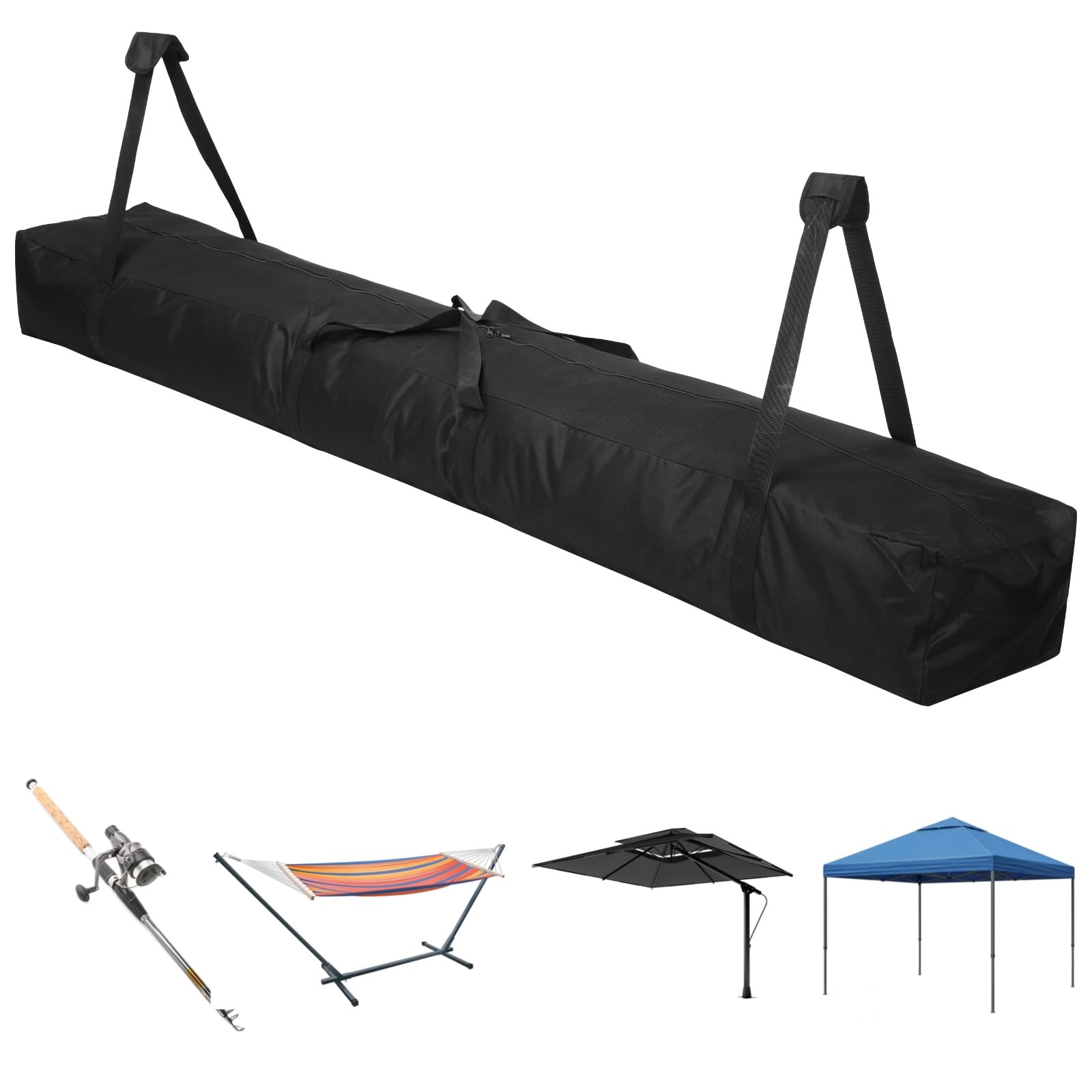 Tent Pole Storage Bag, 83.1 x 12 x 8.1 Inch Long Rod Pouch, 600D Oxford Cloth Carry Bag with Handles & Dual Zipper, for Canopy Pole, Camera Tripod, Fishing Accessory, Outdoor Camping and Travel Gear