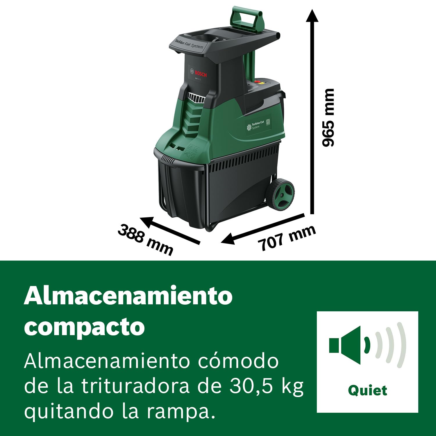 Bosch desmenuzadora de jardín con turbina AXT 25 TC (2500 W; apta para madera y residuos duros de jardín; caja de recogida integrada de 53 L)