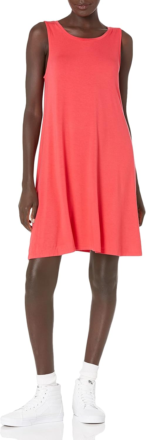 Amazon Essentials womens Tank Swing Dress (Available in Plus Size) Sustainably Sourced Rayon Blend Red Medium