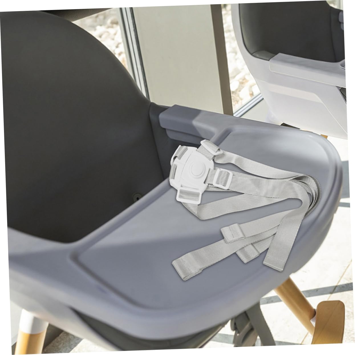 VICASKY Cinghia di Sicurezza per Seggiolone, Imbracatura Regolabile in Nylon, 5 Pezzi, per Passeggino, Uso Quotidiano e Viaggio, Bianco