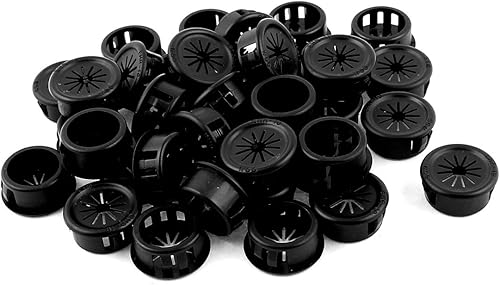 uxcell Cable de plástico con cierre a presión Buje Ojal de 0.748 in Diámetro de montaje 37pcs Negro