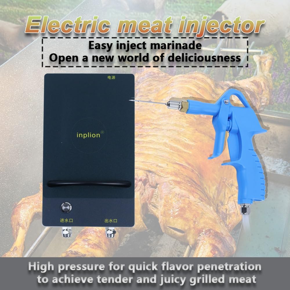 Electric Meat Injector Gun, 60W Electric Marinade Injector Syringe with 5 Stainless Steel Needles for BBQ Grill Roast Turkey Pork Beef Home Commercial Use