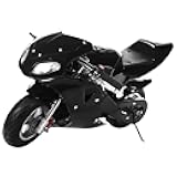 Mini Gas Motorbike,2-Stroke 49cc High Brightness Dual Headlights Rubber Handlebar 1.25L Gas Tank Mini Motorcycle Strong Power 170 lbs Pocket Bike Motorcycle (Fast Delivery from USA), Black