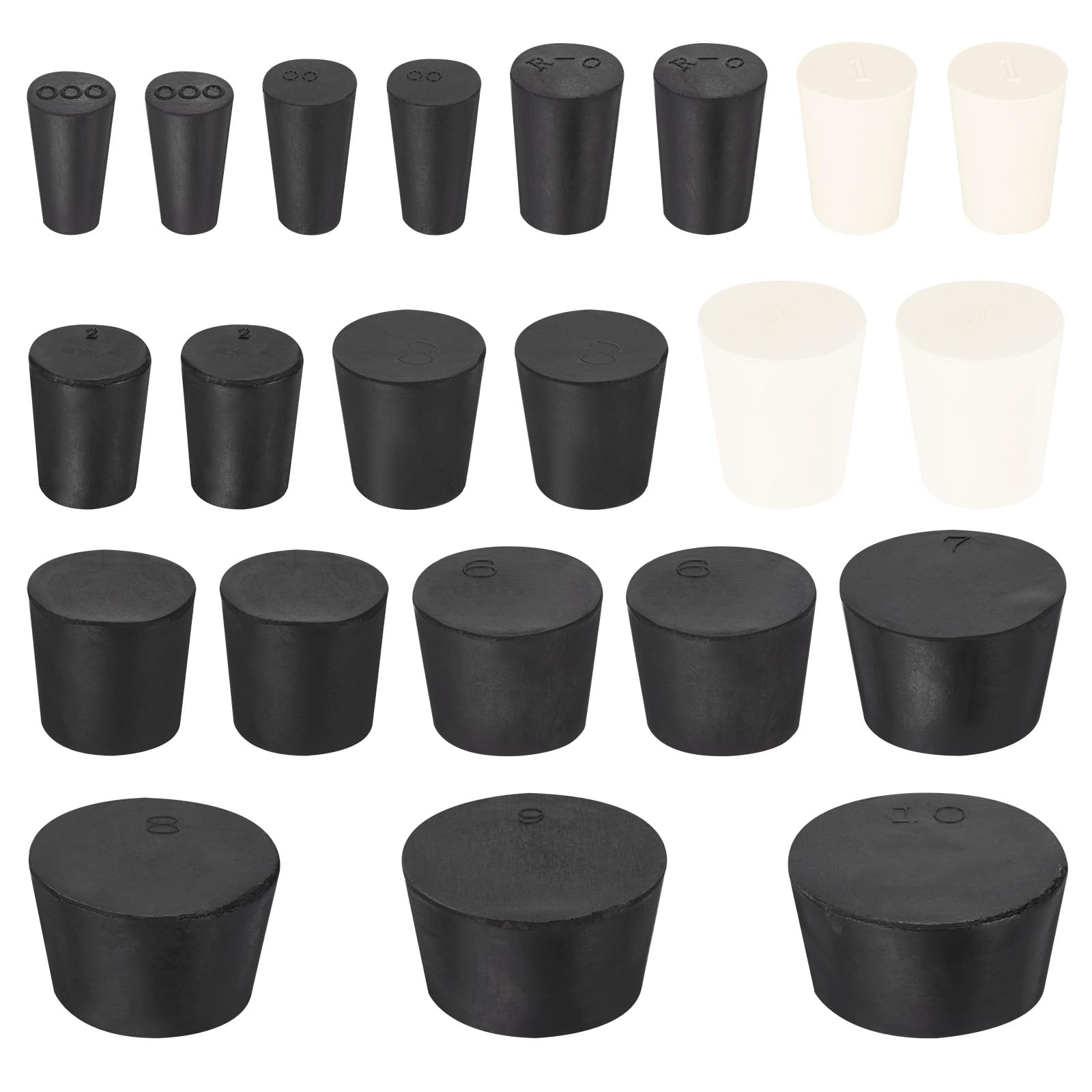 Jutagoss - 10 Tapones De Silicona, Tapón Cónico De 8-12 Mm Con Orificio, Tapones Blancos Perforados Para Agujeros De 10 Mm, Tapón De Silicona Para Tubo De Prueba De Laboratorio