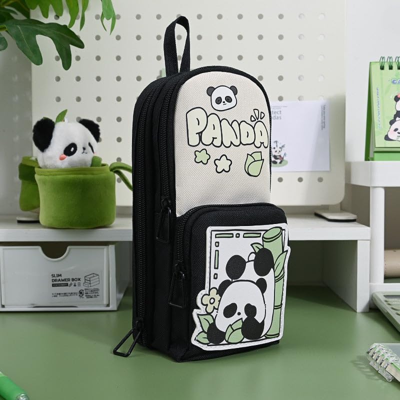 Image of Umadiya Panda Pencil Case 6 Layer with 3 Compartment Cute Aesthetic Pencil Case for Boys & Girls Large Capacity Pencil Pouch for School Kids (Black Panda Pencil CASE)