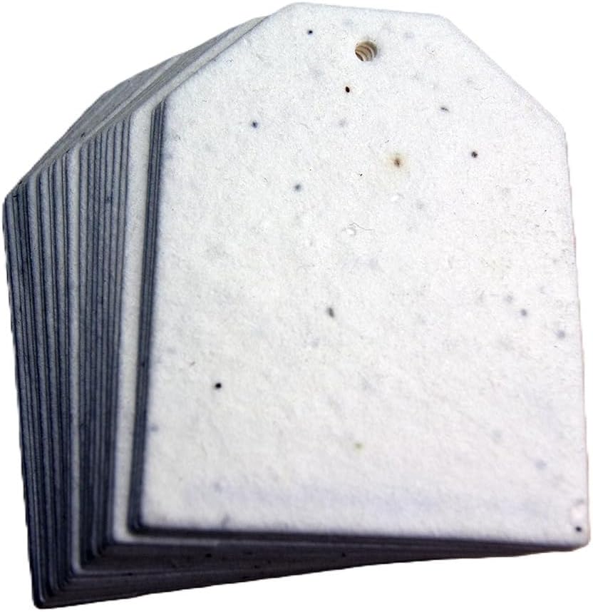 Of The Earth Handmade Paper - Wildflower Seed Paper Hang Tag - 2.5" x 3" - Set of 32 - Pick Your Paper (10s White Seed)