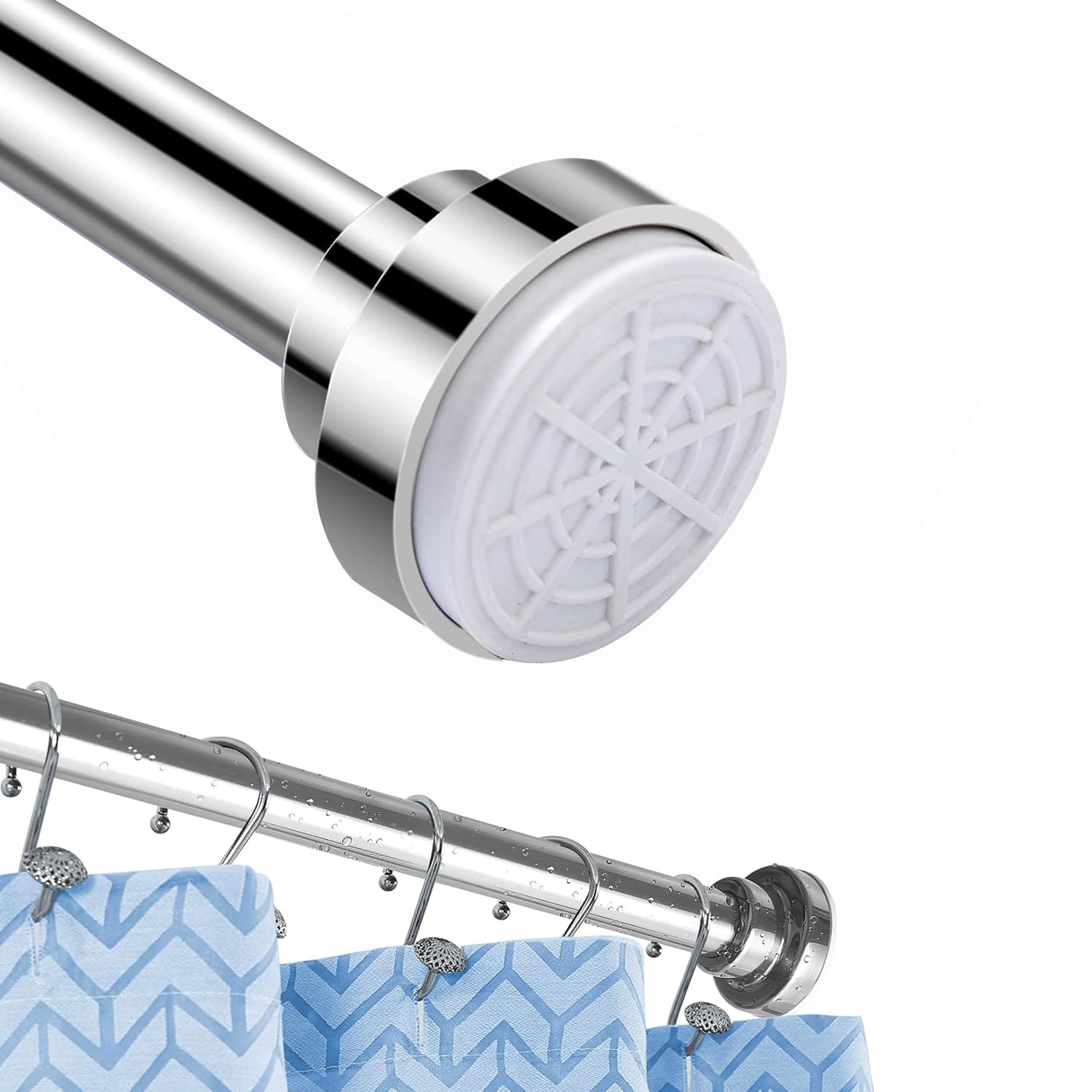 Mojker Sliver Extendable Curtain Tension Rod,No Drilling/Stainless Steel Telescopic Net Voile Shower Extendable Curtain Pole/Curtain Rod/Tension Pole/Voile Shower Curtains Rail (125-220Cm)