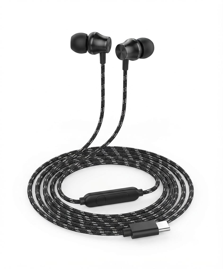 Ultra High Sound Type-C Wired Earphones with Magnetic Earbuds, Hi-Fi Stereo Bass, HD Microphone, Tangle-Free Braided Cable, Noise Isolating in-Ear Headphones for Smartphones, Tablets & Laptops-image-45