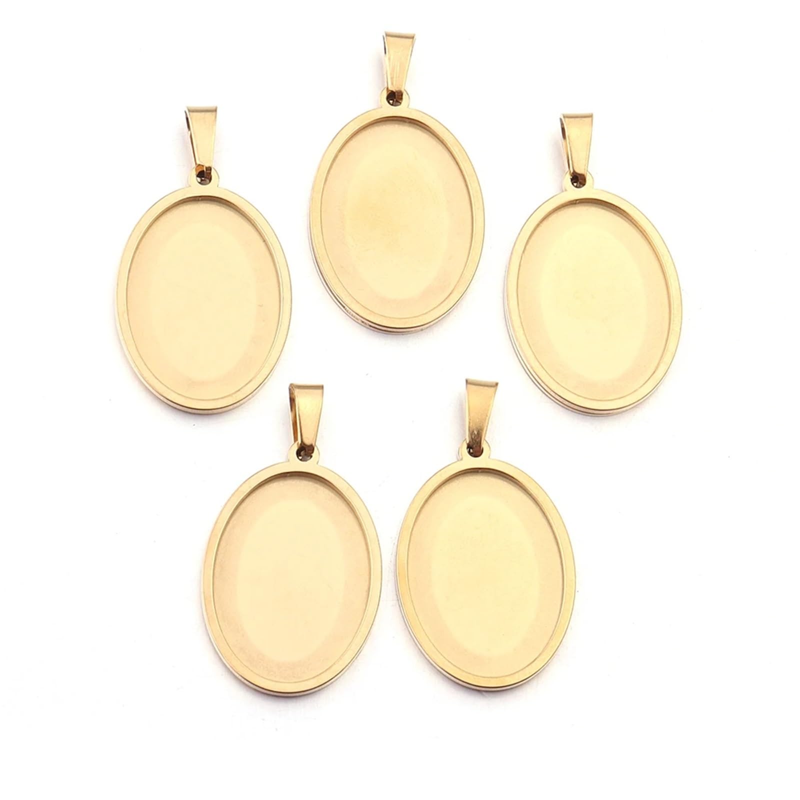Pendant tray， Oval Stainless Steel Pendant Trays, And Gold(Gold 18x25mm)