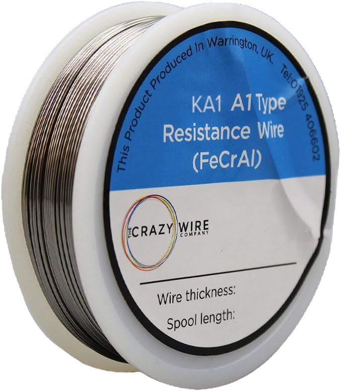 High-Performance KA1 Type FeCrAl Round Resistance Wire | 0.9mm (19 AWG 2.15 Ωm) 10 Metre Spool