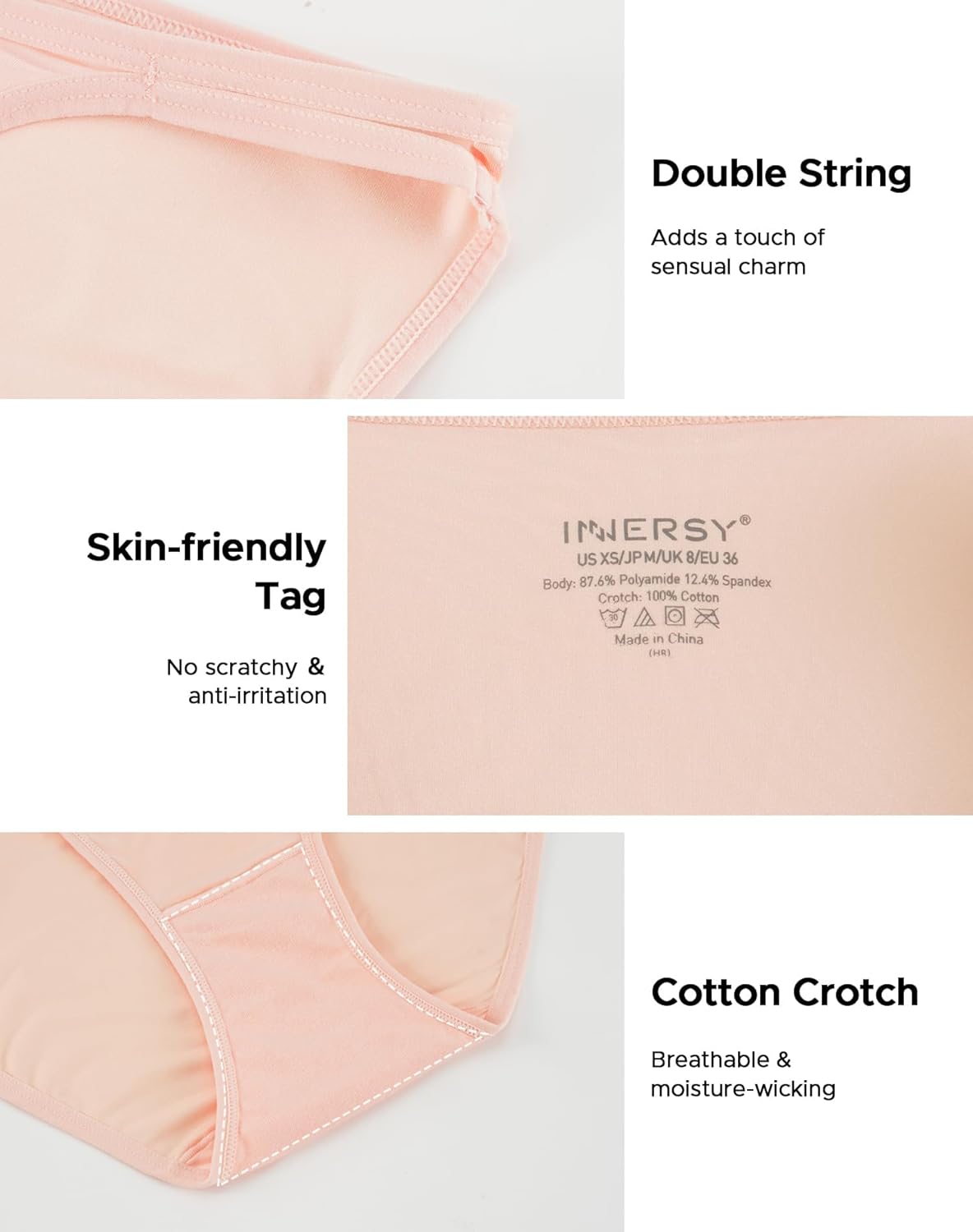 INNERSY String Bikini Panties for Women Sexy Silky Cheeky Underwear 6-Pack - Image 4