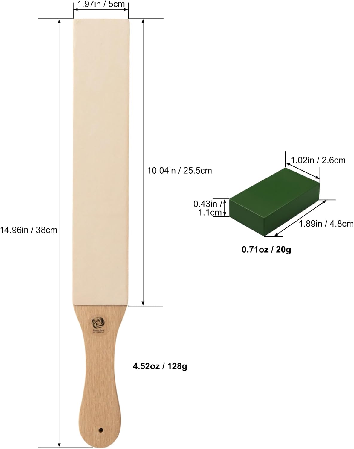 Top-Grain Leather Paddle Strop for Knife Sharpening, Double-Sided