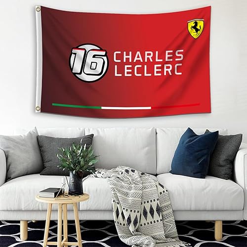 Miniatura 3 de Charles Leclerc 16 F1 - Bandera de Fórmula 1 de 3 x 5 pies para decoración de exteriores e interiores