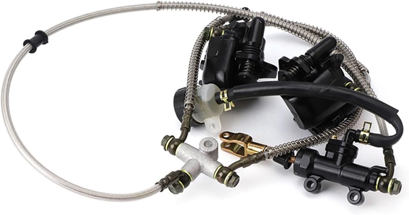 Compatible with 150cc 200cc 250cc ATV Four Wheel Kart UTV Off-Road Motorcycle Hydraulic Rear Dual Foot Brake Caliper Master Cylinder Assembly(B)