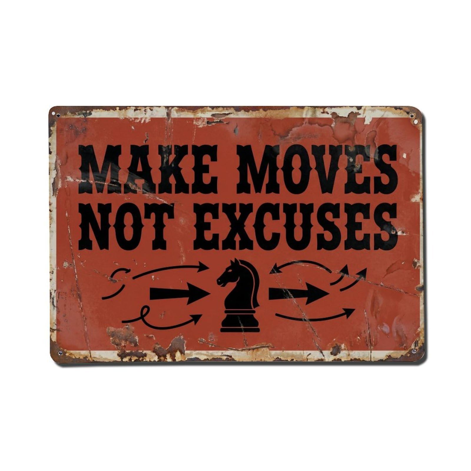Make Moves Not Excuses Grind Retro Motivational Slogans Metal Tin Sign Wall Decor for Cafe, Club, Garden Metal Poster 8x12Inch
