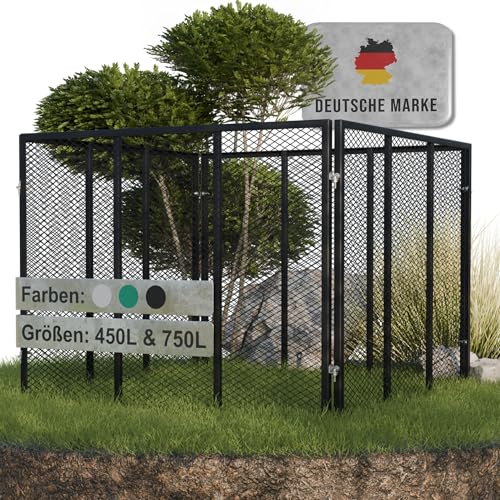 Heimfleiss® Komposter Garten 100x100x75 cm | 750L Komposter Metall verzinkt & pulverbeschichtet | Metallkomposter für Rasenschnitt & Biomüll | Gartenkomposter mit Stecksystem Kompost Behälter Schwarz