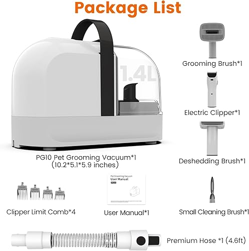 Miniatura 8 de Aspiradora de aseo para perros, kit de aseo para perros con cortaúñas para mascotas, aspiradora de aseo de pelo de mascotas de 12,000 Pa para