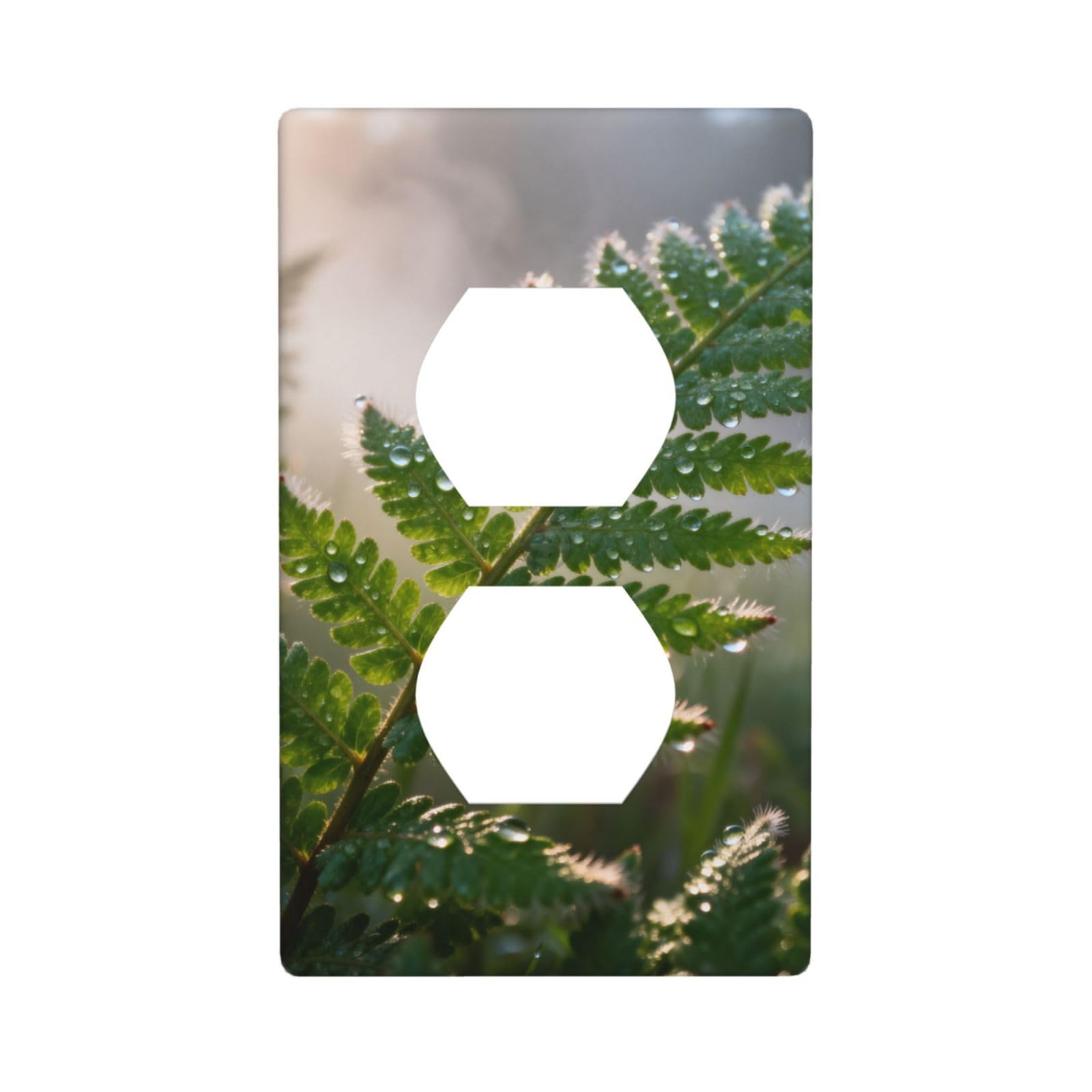 Fern Leaf Dew Unbreakable Polycarbonate Switch Plate-1 Gang Screwless Wall Plate for Home Office