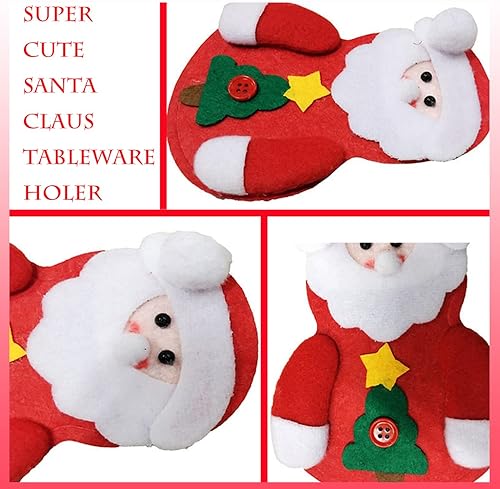 Miniatura 4 de 8 piezas de cubiertos de Navidad lindo muñeco de nieve cubiertos soporte cuchillo tenedor bolsa bolsa decoración para mesa de comedor del hogar,