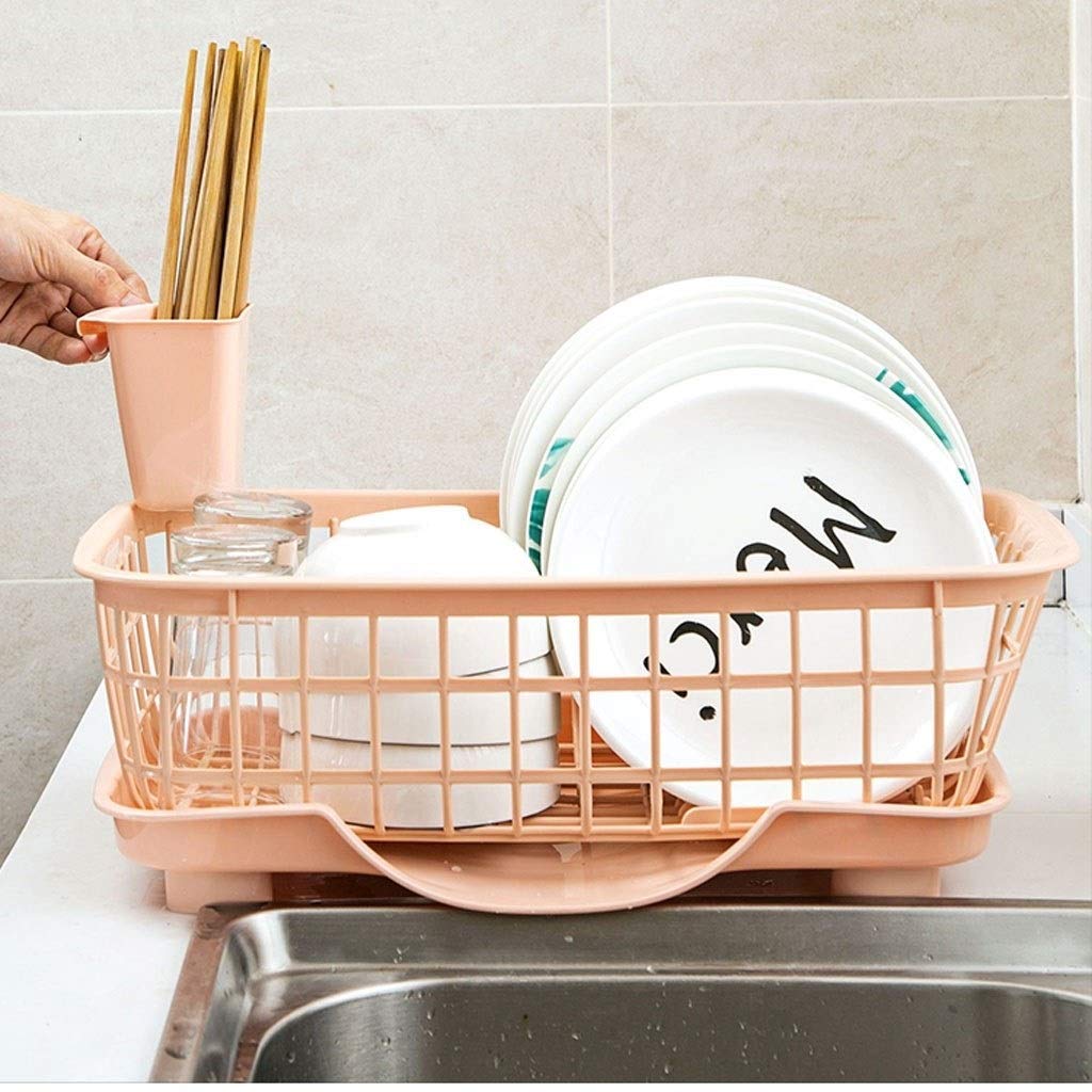 Geschirrkorb Haushaltsgeschirr Storage Rack mit Essstäbchen Käfig Haushalt Abnehmbare Teller Abfluss Gestell Küche Plastikgeschirr Regal Geschirr Trocknen Organizer und Utensilien Besteckhalter-Rack G