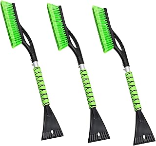 CYEVA 3 Pack 27" Snow Brush with Ice Scraper, Ice Scrapers for Car Windshield, Detachable Snow Removal Tool with Ergonomic Foam Grip for Cars Trucks SUVs (Green)