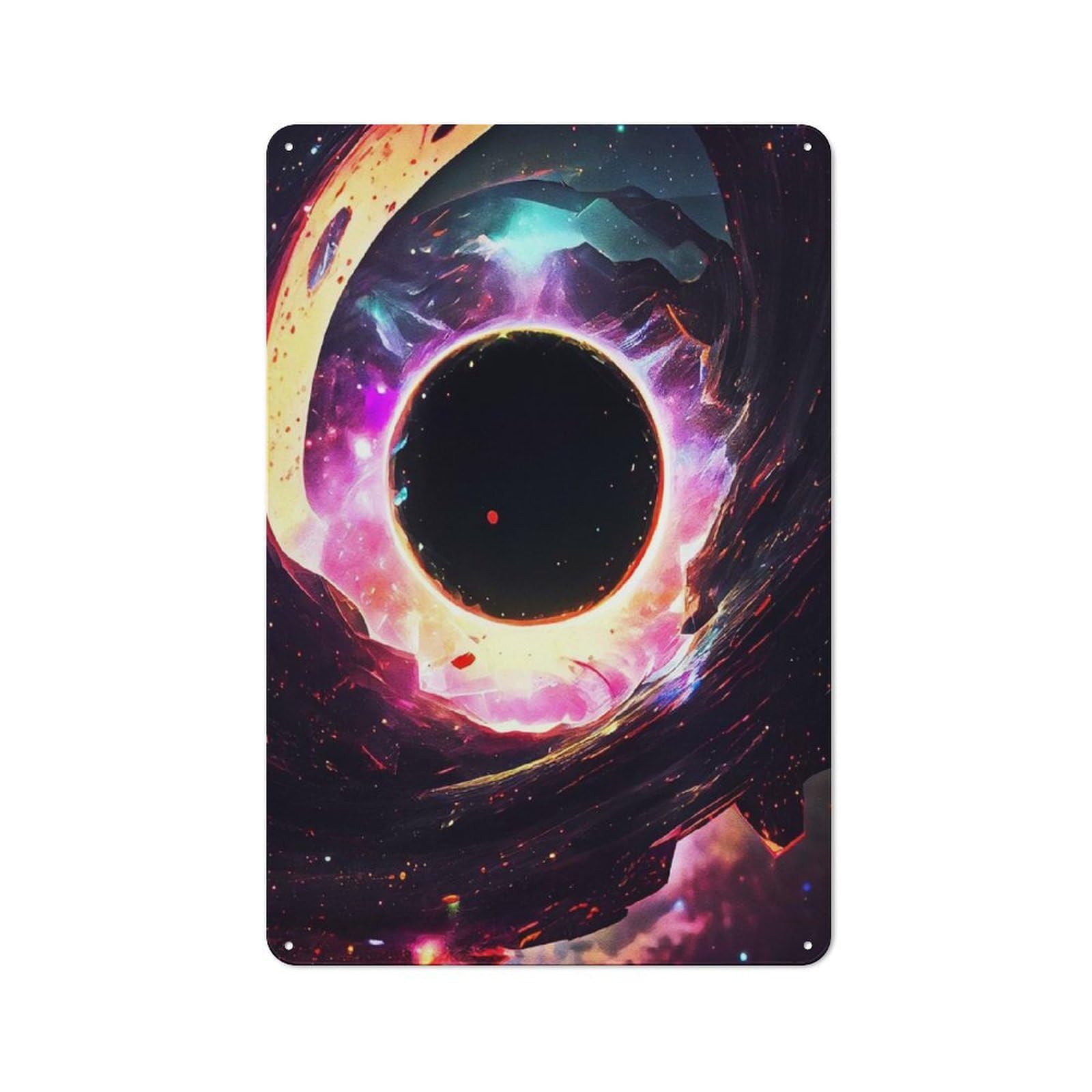 Junmoney Style-18 Black Hole Rustic Metal Wall Sign 30X20cm For Workshop Wall, Suited To Makers And Diy Enthusiasts