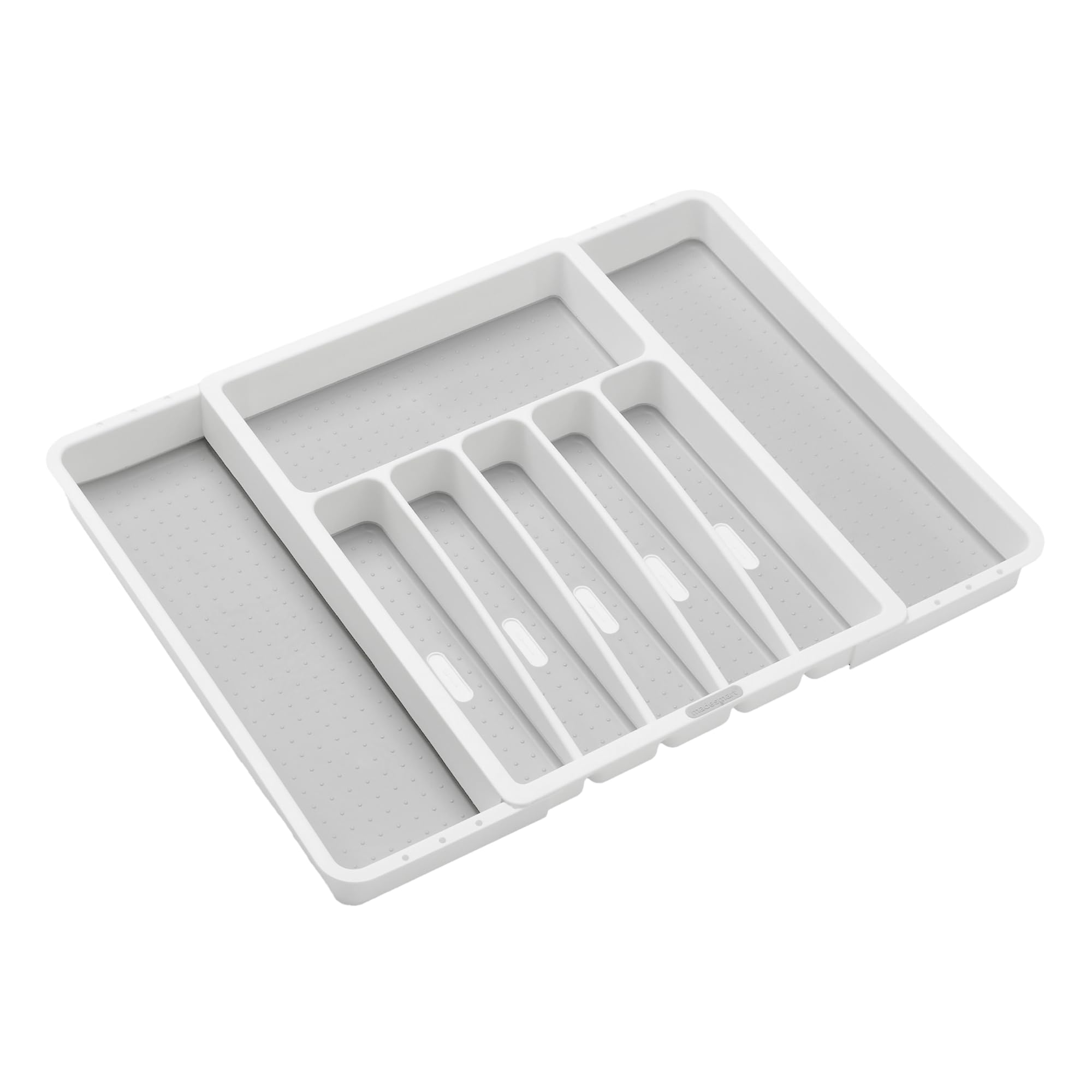 Madesmart White Expandable Silverware Tray- | Classic Collection | 8-Compartments | Icons To Help Sort Flatware, Cutlery, Utensils | Soft-Grip Lining | Bpa-Free