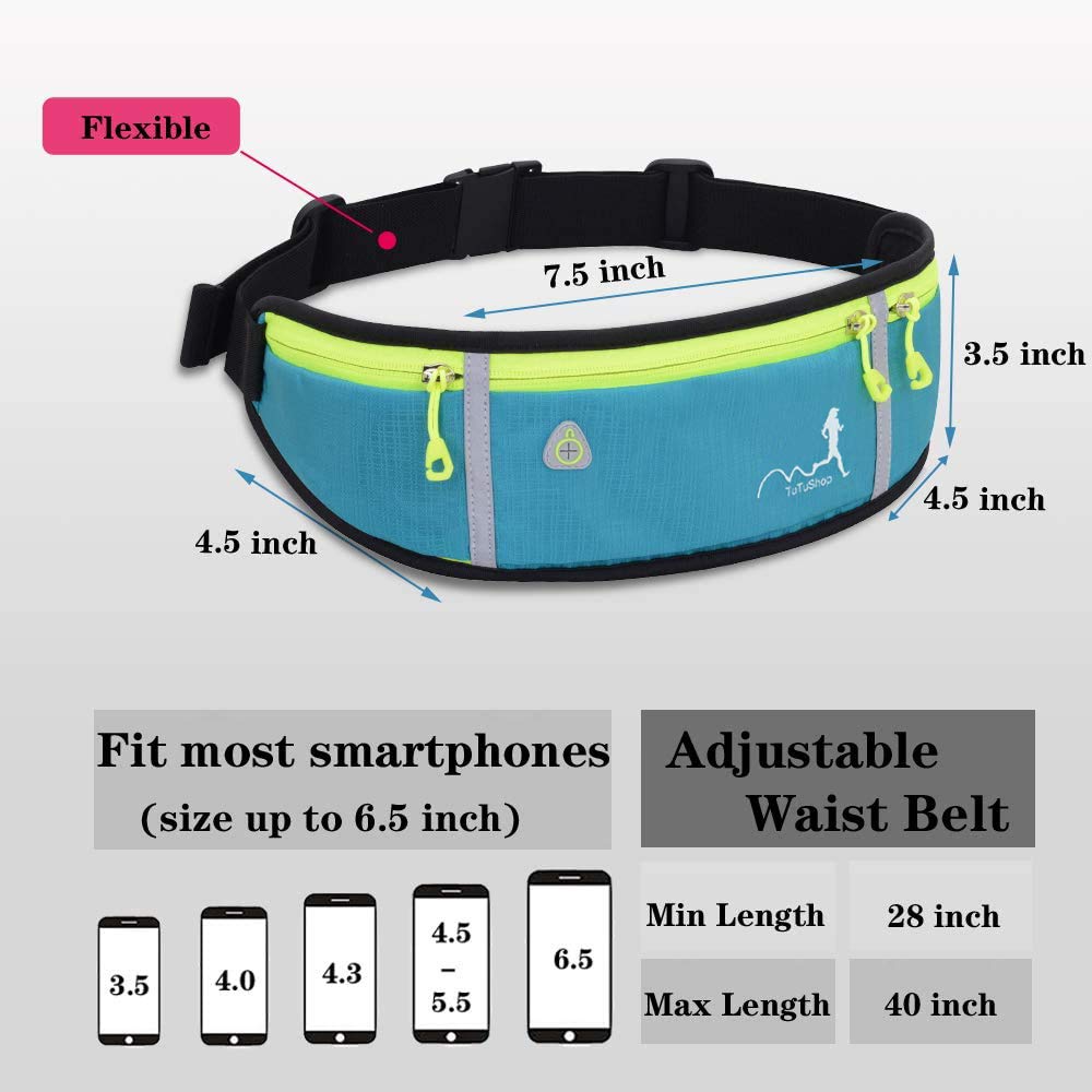 Sportieve heuptas, elastische tailleband met zakken voor mobiele telefoon, sportriem voor hardlopen, fietsen, fitnessstudio, voor mannen en vrouwen, zwart, G, Sport