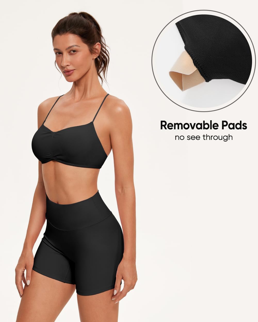 OMKAGI Sports Bras for Women Strappy Workout Bras Open Back Yoga Bra Gym Crop Tops - Image 2