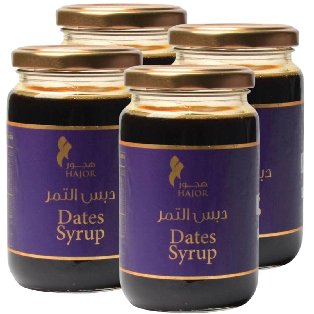 HÁJOR Date Syrup pack of 4 x 420g – 100% Natural Saudi Date Molasses | Pure Dates, No Additives | Rich Sweetness for Baking, Breakfast & Middle Eastern Cuisine