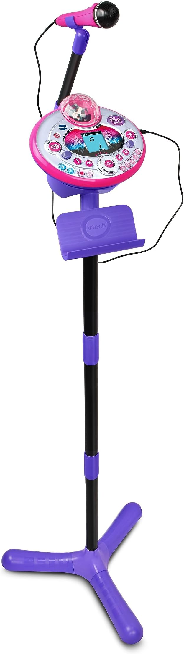 VTech Kidi Superstar Light Show Karaoke Microphone for Kids Concert Lighting Connecting Your MP3 Player Adjustable Microphone Max 140 cm Italian Language Batteries Included