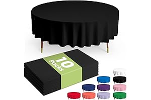 Pureegg Disposable Black Plastic Round Tablecloths