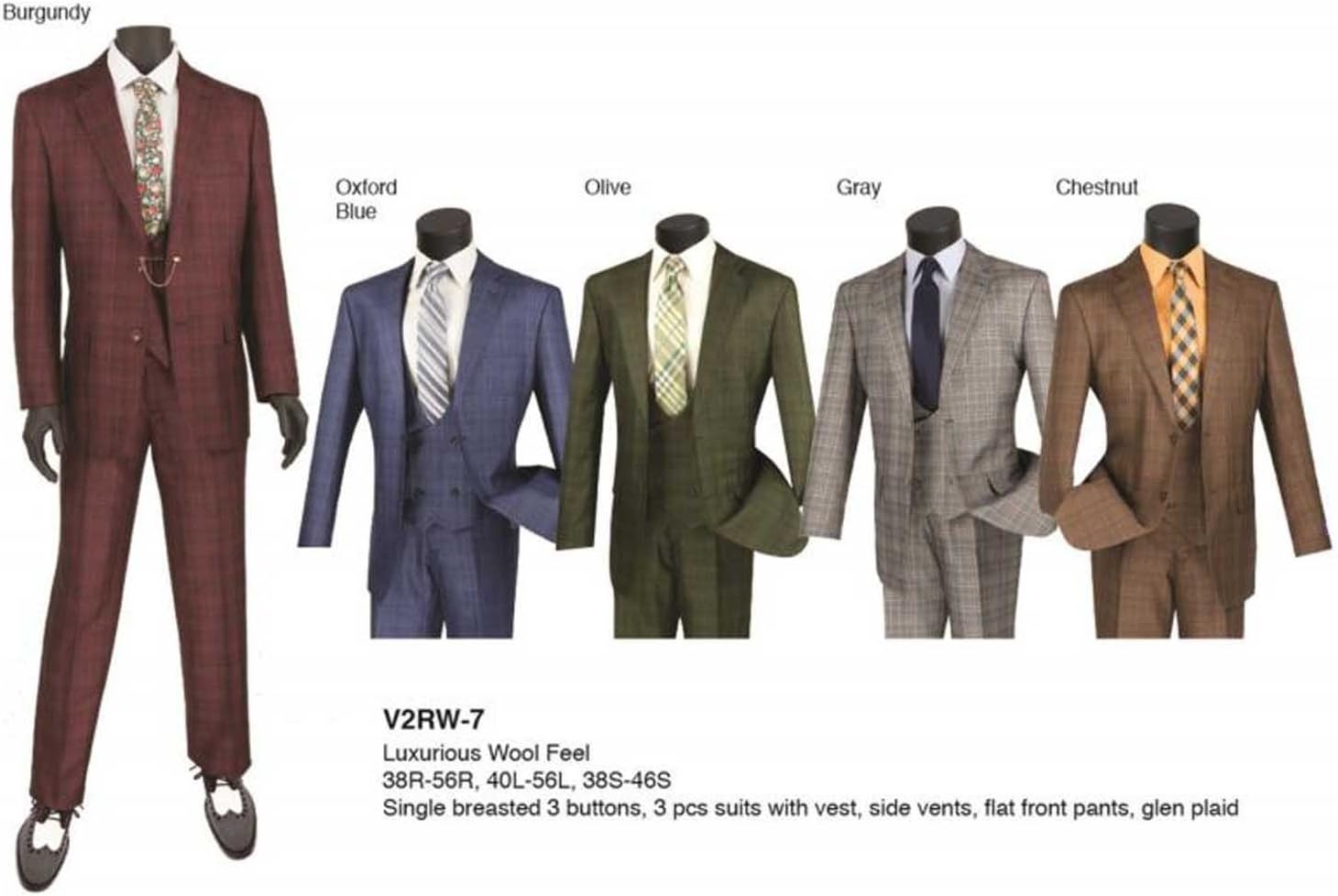 Venci 2 Button Glen Check Suit with Fancy Vest V2RW-7