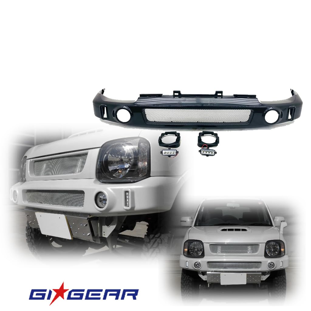 ジムニー jb23用　未塗装 フロントバンパー社外品 ジムニー GI☆GEAR 超良品 フロントバンパー LEDフォグライト
