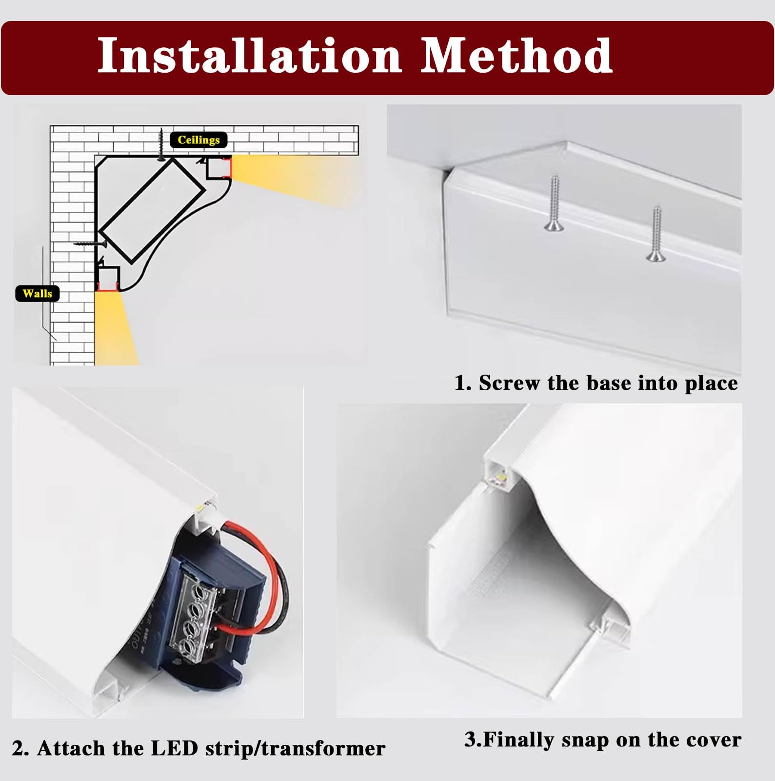 Led Profile Listwa Wnękowa z Oświetleniem Pośrednim LED, Aluminiowy Gzyms Ścienny/sufitowy z Mleczną Osłoną, Podwójna Obudowa Dyfuzora LED do Salonu I Przedpokoju(16.4ft(5 m))