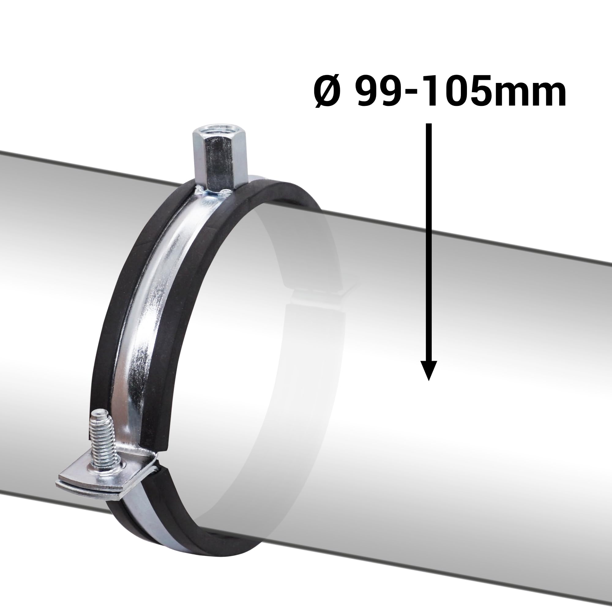 SKIR'CO (6 piezas) Soportes de tubería con forro de goma para tubos de 100 mm, soportes de tubería para montaje en pared y techo, abrazaderas de tubería