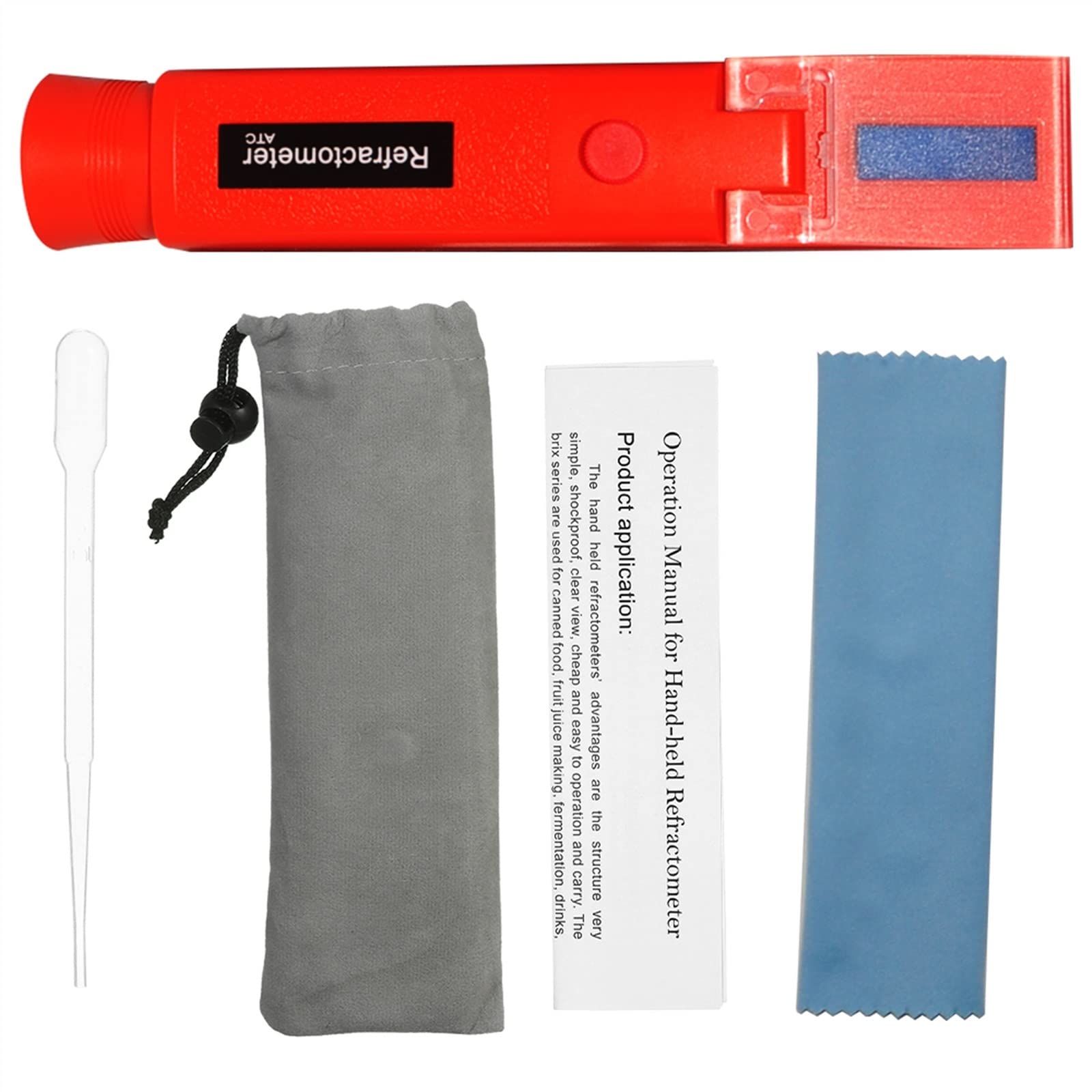 Refraktometer Alkoholometer Alkoholmessgerät 0~80% V/V ATC Wodka Whisky Alkoholprozent Werkzeuge Hydrometer Konzentration Spirituosen(Red)