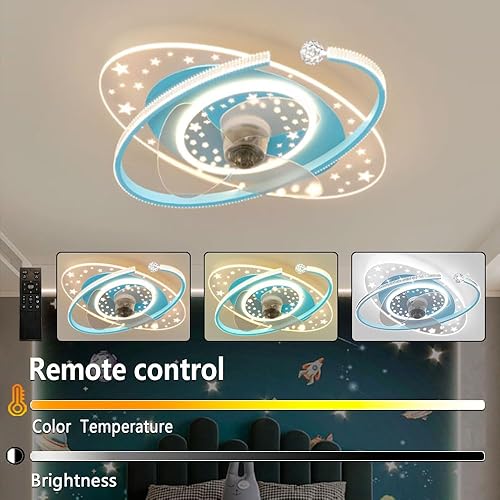 Miniatura 4 de Ventilador creativo LED de 48 W, ventilador de techo de 6 velocidades con luz, para habitación de niños, dormitorio, silencio, iluminación de