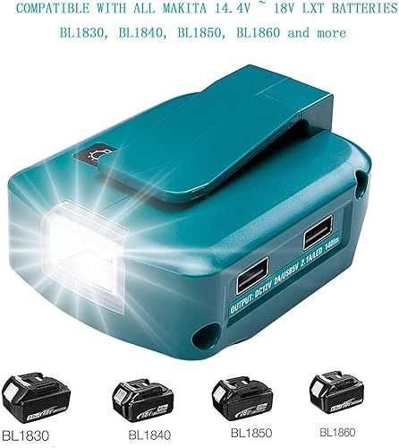 Miniatura 2 de ADP05 Adaptador de cargador USB para Makita 14-18V Litio-Ion LXT convertidor de fuente de alimentación de batería con puertos USB duales, puerto de