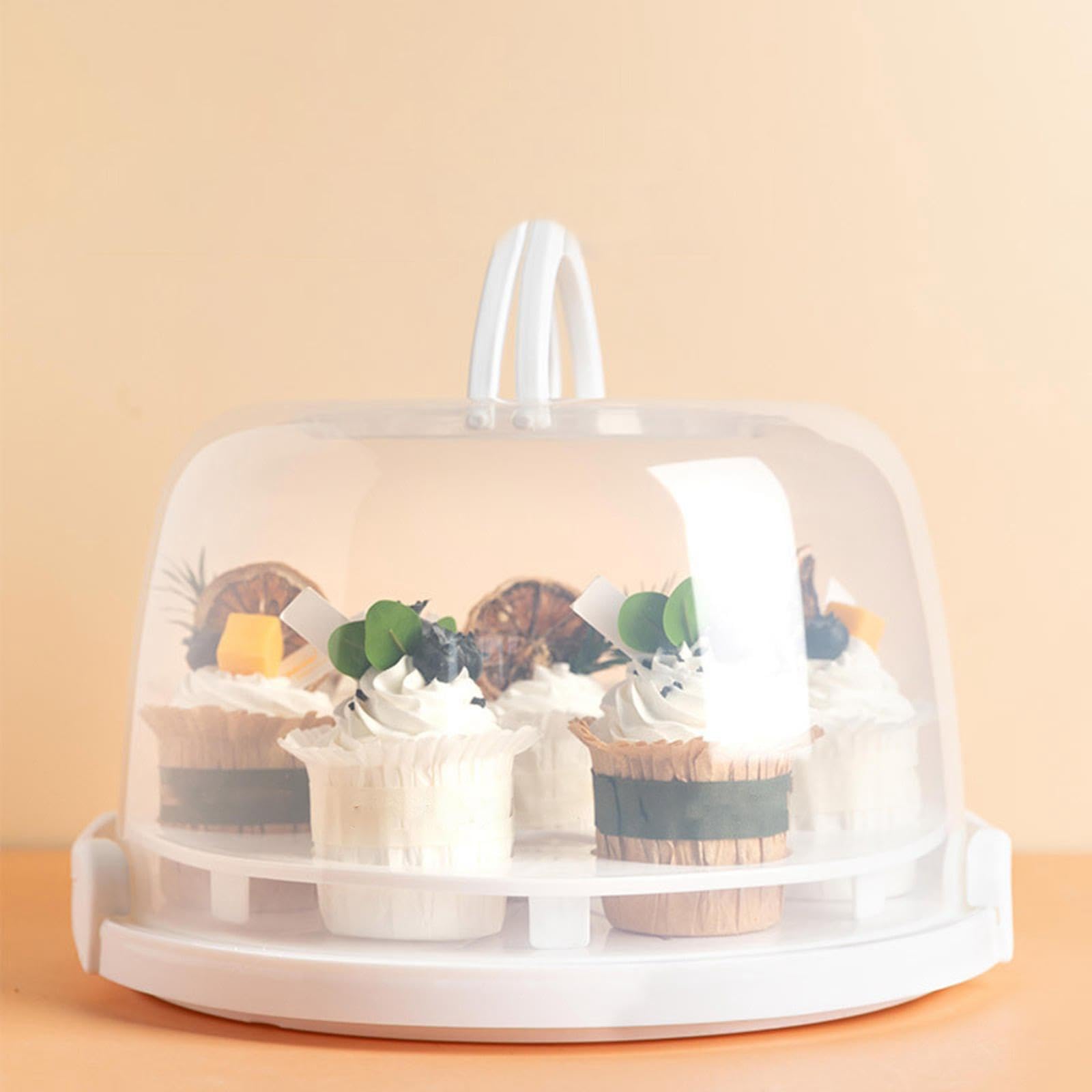 Soporte para Pasteles con Tapa Y Asa. Contenedor Multiusos para Pasteles, Bandeja para Servir Dulces con Cierre. Ideal para Fiestas, 8 Pulgadas con Rejilla, Individual
