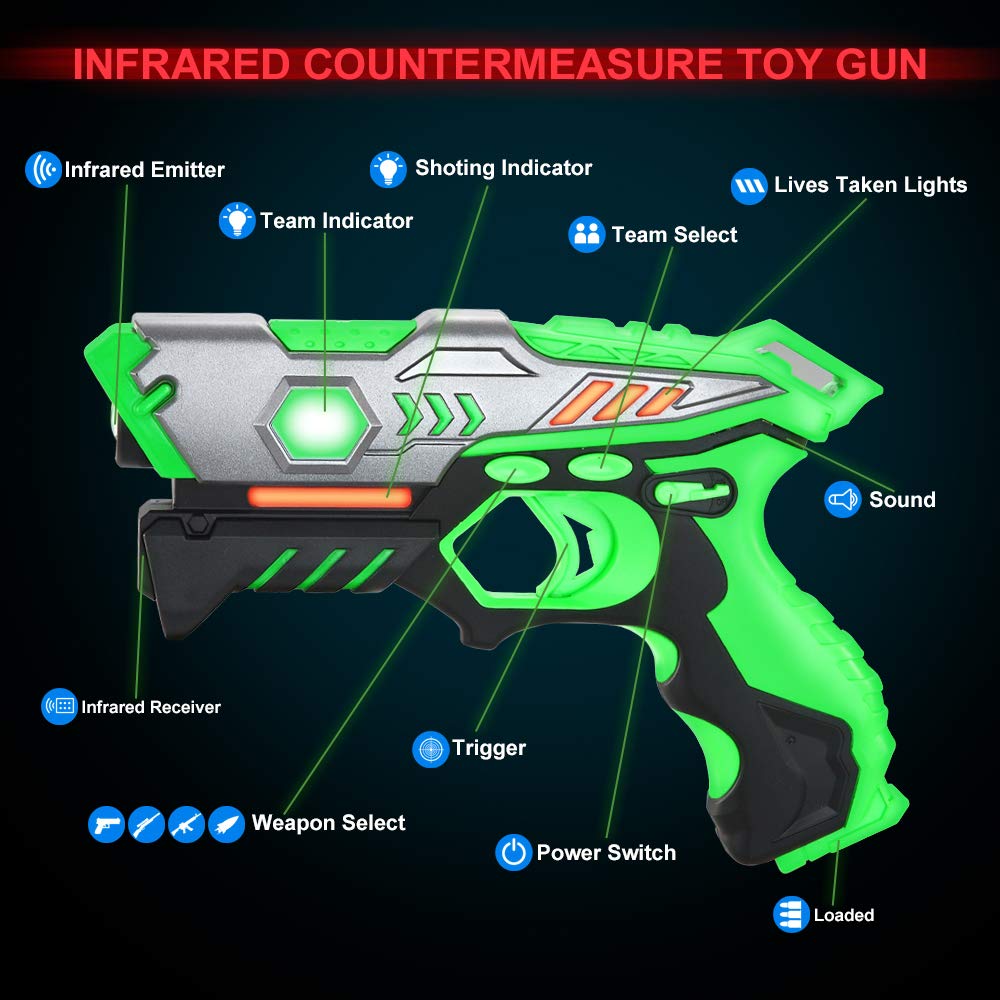 TINOTEEN Jeu de Pistolet Mitrailleur avec Gilets de Combat, Jeux de 4 Joueurs