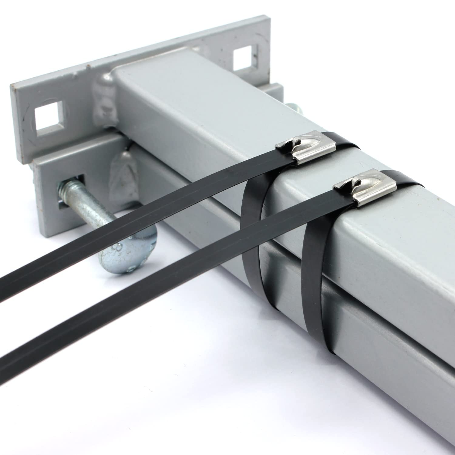 100 fascette stringicavo in metallo, 7,9 x 350 mm, in acciaio inox V2A, nero